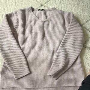 Uniqlo Purple Crew Neck Sweater Ribbed Knit